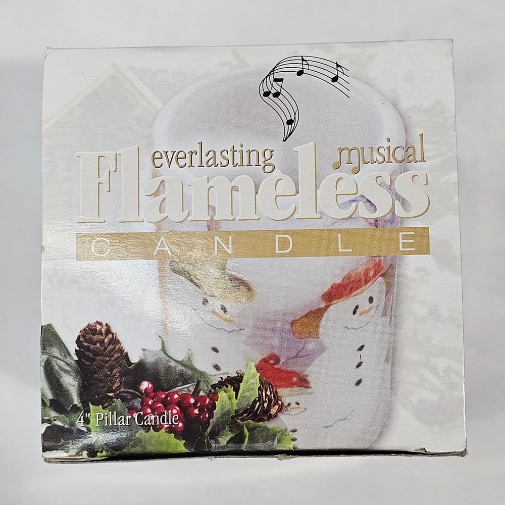 Mark Feldstein Everlasting Musical Flameless Candle Snowman 4in Pillar C4X8022